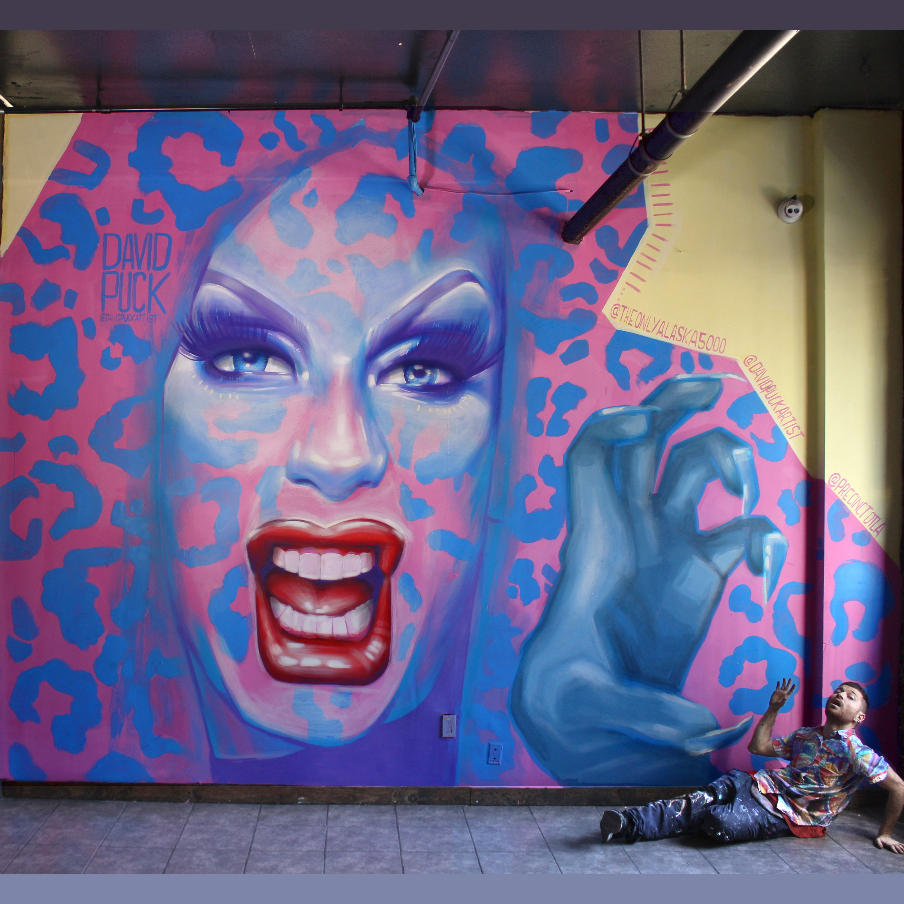queer Street art mural of drag queen Alaska ThunderFuck, by David Puck, in Los Angeles California