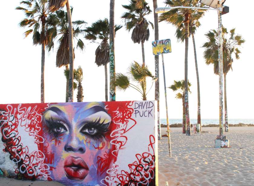 queer Street art mural of drag queen Mayhem Miller by David Puck, in Los Angeles California