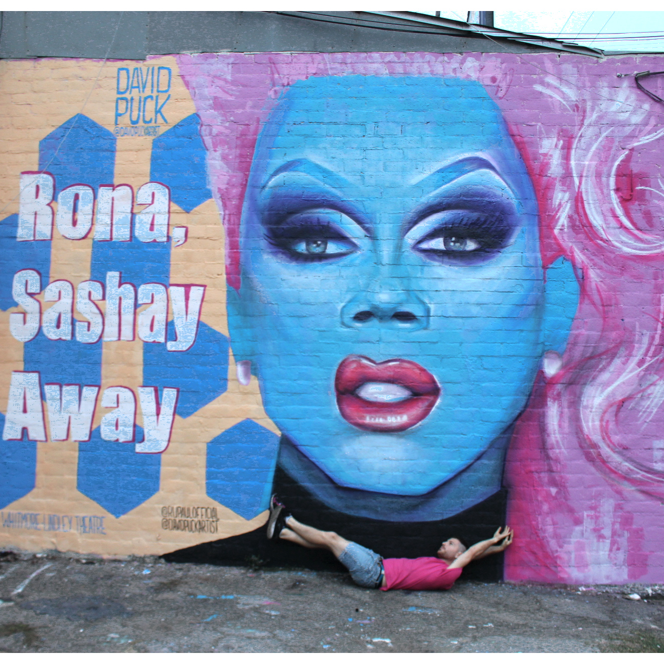ru paul drag queen street art mural and corona sashay away