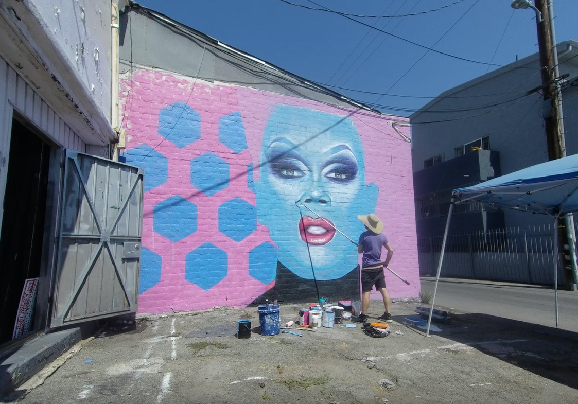 ru paul drag queen street art mural los angeles north hollywood