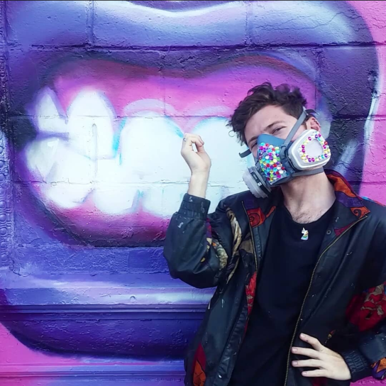 rhinestoned spray paint mask queer