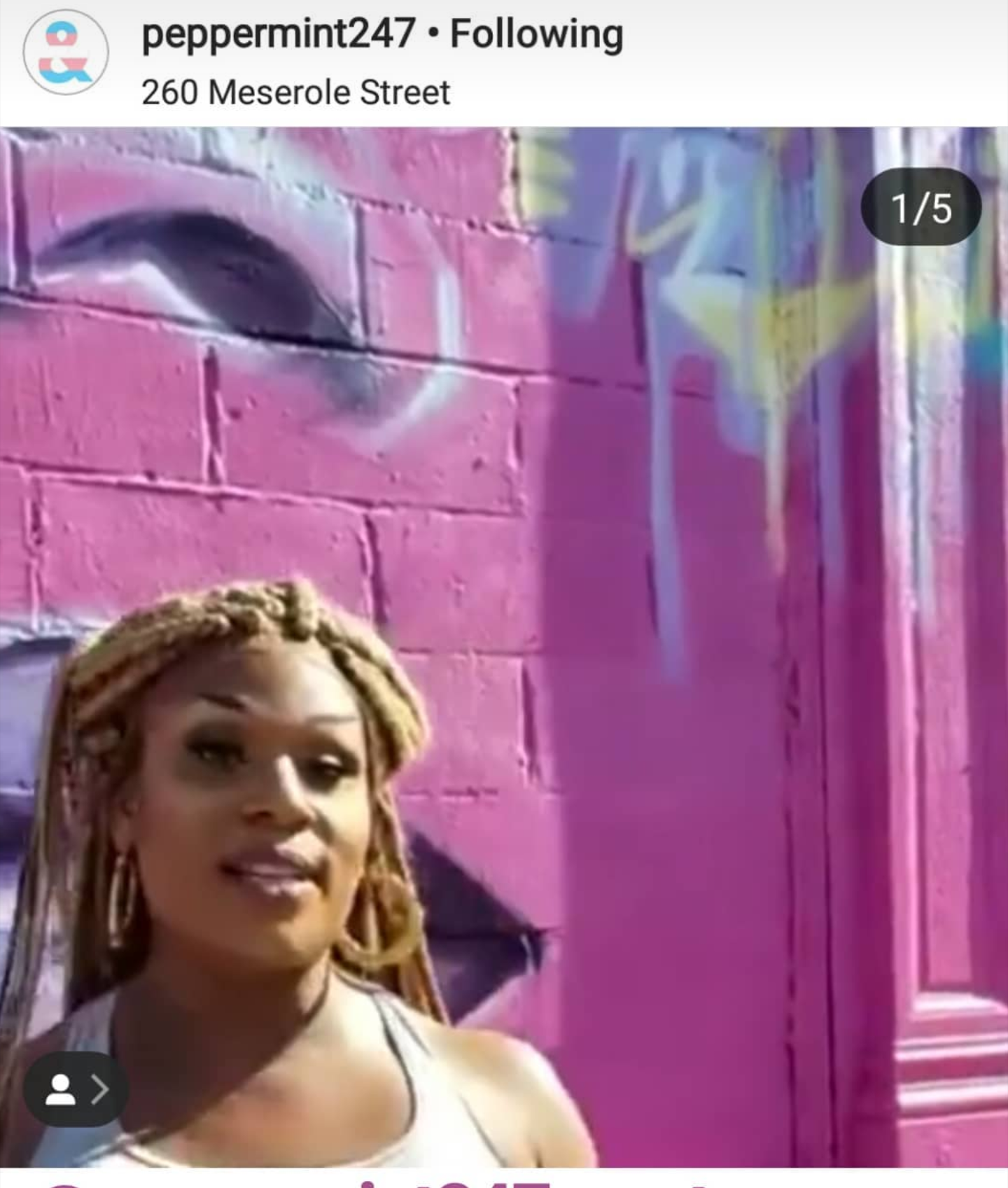 Drag queen Peppermint visits the mural
